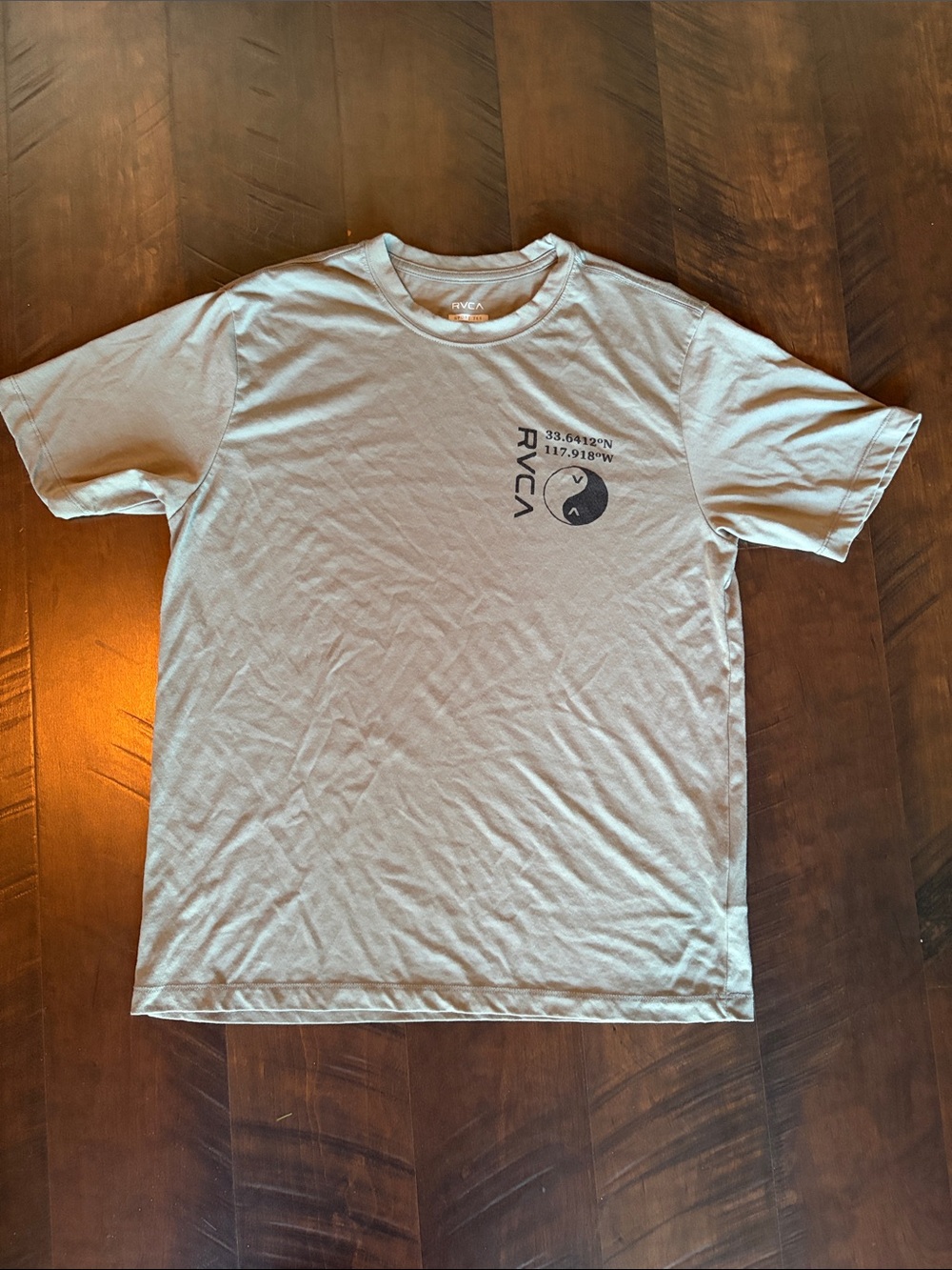 RVCA Men's Light Green Short Sleeve Tee with Black Chest Logo